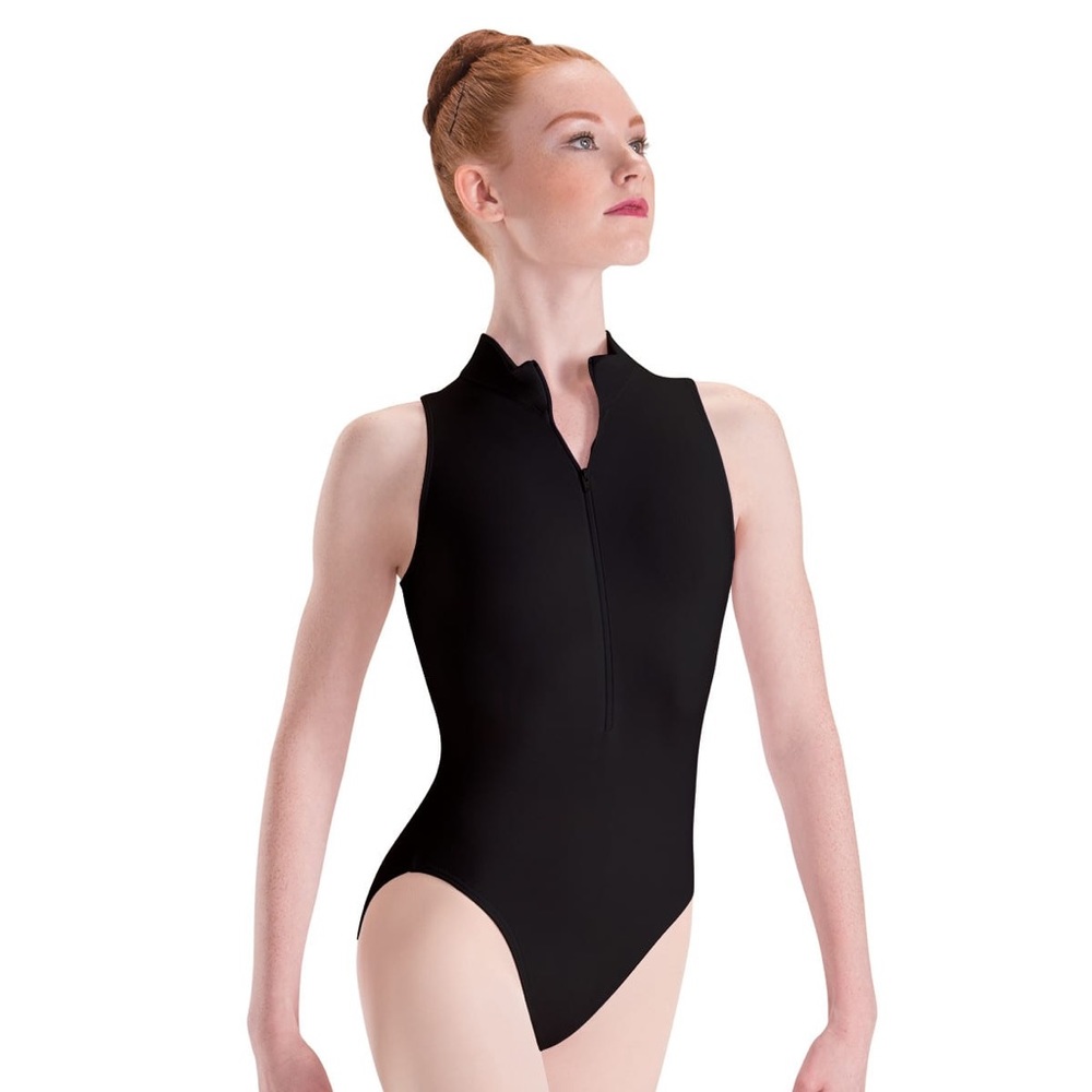 Motionwear Silkskyn Zip Front Mock-T Leotard